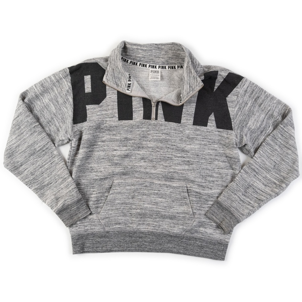 PINK by Victoria's Secret heather grey 1/4 zip up sweatshirt size XS